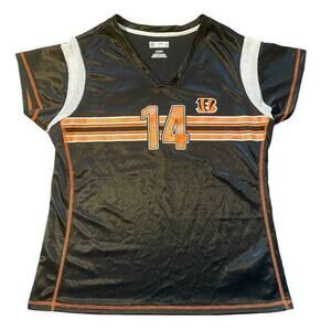 Cincinnati Bengals Football Jersey Girl's Youth XL Shiny Black Orange #14‎